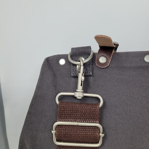 Line of Trade Men's Leather Canvas Weekender or Tool Bag Olive Green Brown LARGE - Picture 9 of 11